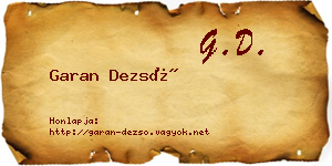 Garan Dezső névjegykártya